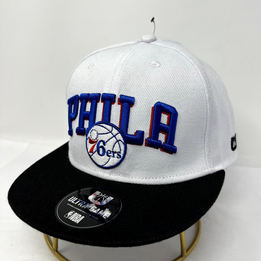 NBA Philadelphia 76ers Logo Hat Men White Ultra Game Adjustable Snapback NEW